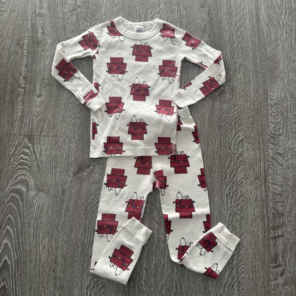 Hanna Andersson Snoopy Christmas Long John Pajamas 5 Holiday Festive Organic Cot - Picture 1 of 6